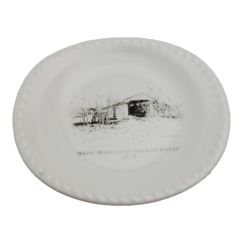 Vintage North Manchester Covered Bridge 1872 Decorative Collector Plate Souvenir